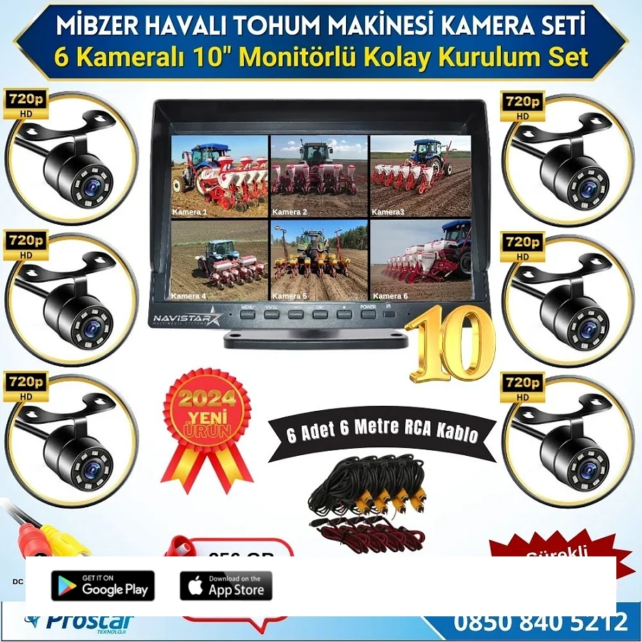 6 Kameralı Mibzer için 10 inç Monitör Altıya Bölen Kayıtlı 256 Gb Sd Kart Destekli