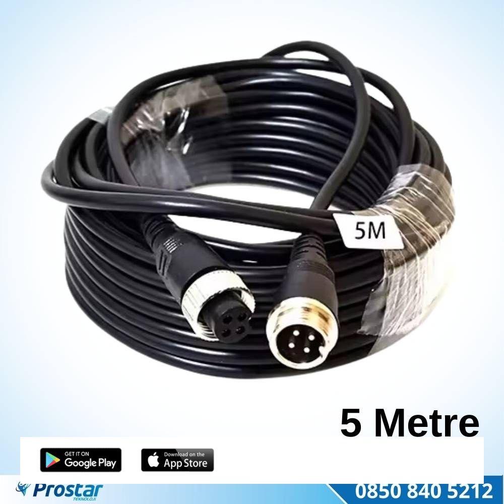 4 Pin Aviation Hazır Araç Kamera Kablosu 5 Metre