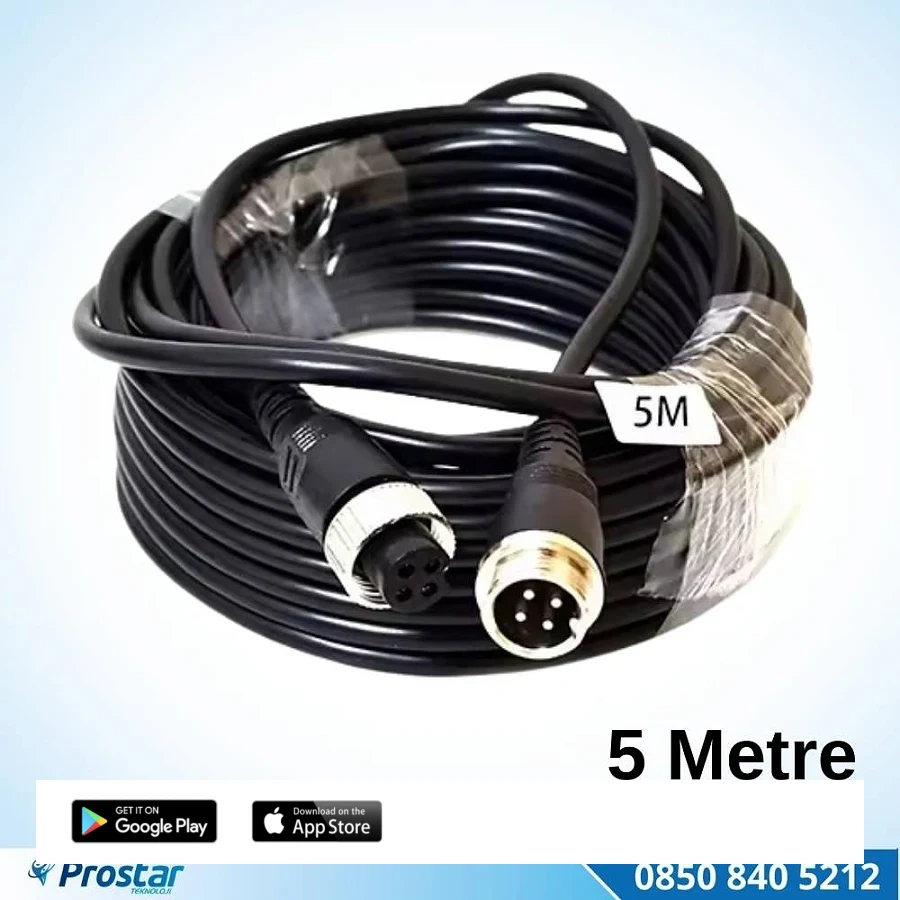 4 Pin Aviation Hazır Araç Kamera Kablosu 5 Metre