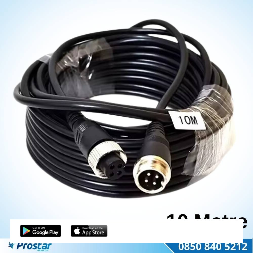 4 Pin Aviation Hazır Araç Kamera Kablosu 10 Metre