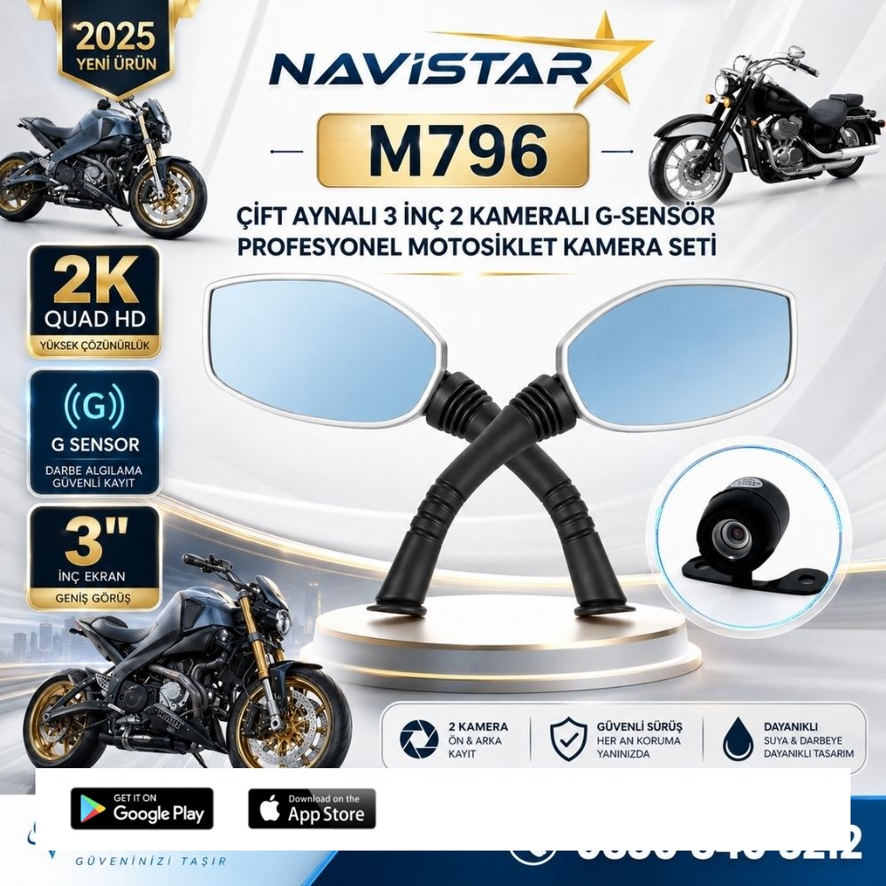 Motosiklet için 3 inç Aynalı Çift Kameralı 2K 1440P WIFI GPS Kamera Seti