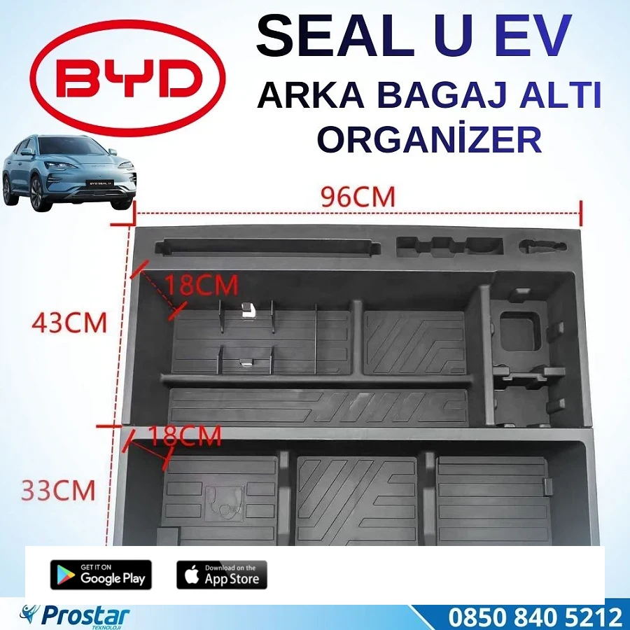 BYD SEAL U EV Arka Bagaj Altı Komple Organizeri Gizli Bölmeli Düzenleyici Seti