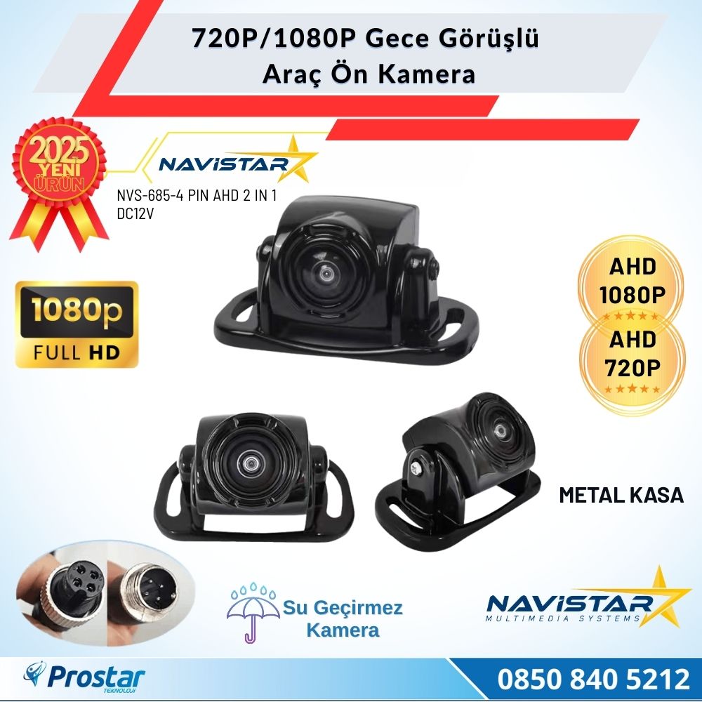 Mini Metal Kasa AHD 720P/1080P Dönüşümlü Gece Görüşlü Araç Kamerası