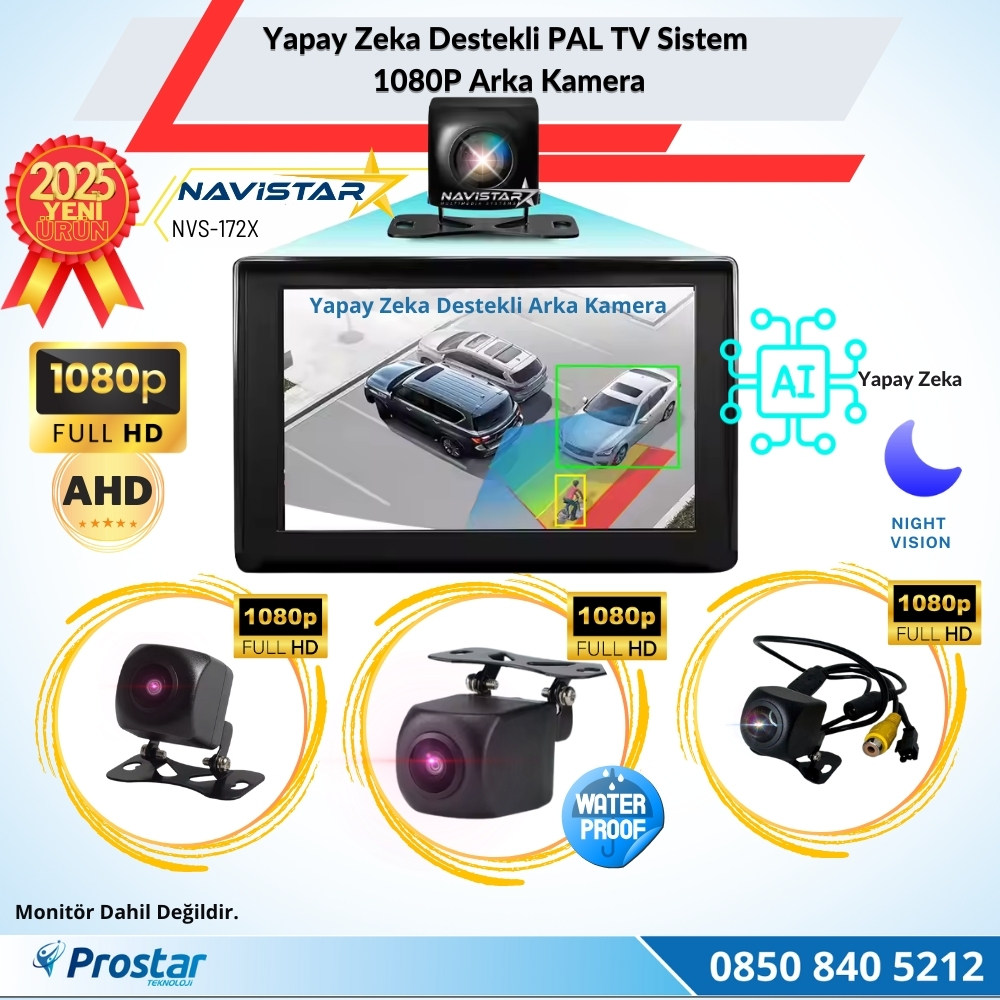 Yapay Zeka Özellikli Arka Görüş Kamerası AHD 1080p Pal Sesli ikazlı DC 12V