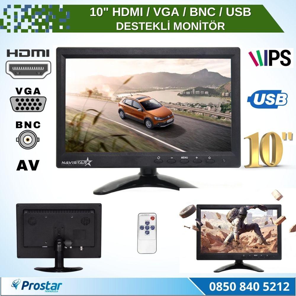 10.1" Büyük Ekranlı Hdmi Vga Bnc Av Usb Girişli Monitör