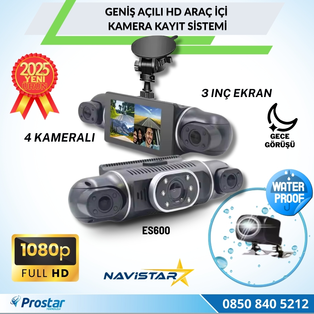 4 Kameralı 1080P WIFI, GPS Geniş Açılı Dashcam Araç içi Kamera Kayıt Sistemi 3 inç Full HD