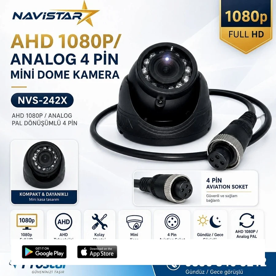 AHD 1080P/Analog Pal Dönüşümlü Plastik Metal Mini Dome Kamera
