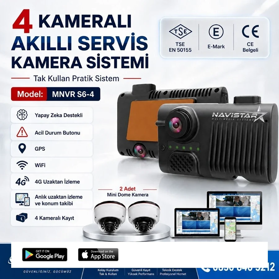 4 Kameralı 4G GPS Wifi Acil Durum butonu dahil Pratik Montaj Kamera Seti