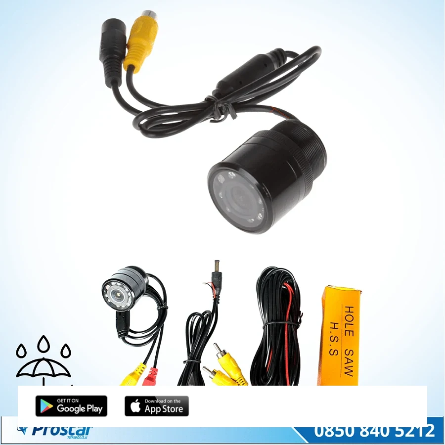Gece Görüşlü 28 Mm Vidalı Hd 9 Led Işıklı Geri Görüş Kamerası