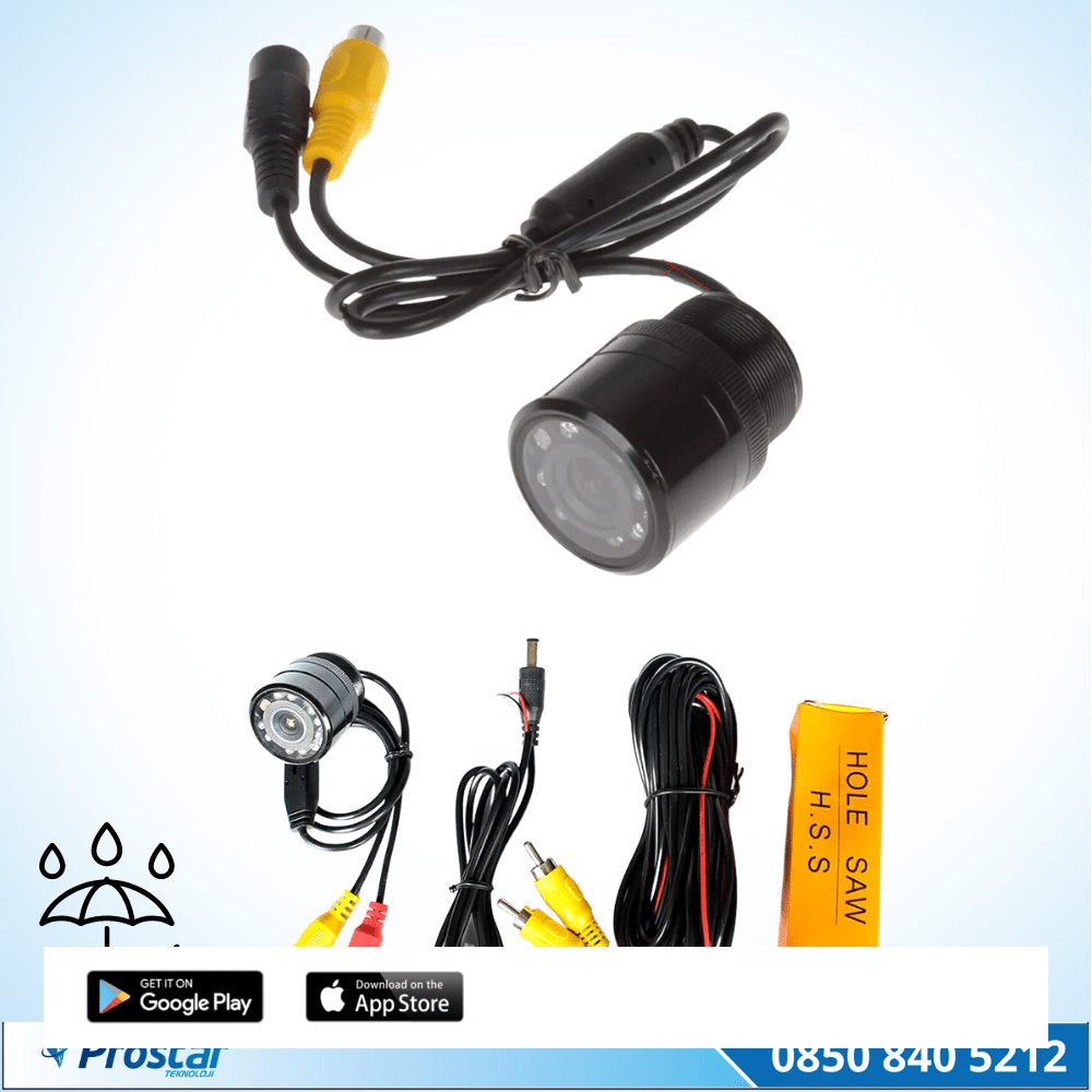 Gece Görüşlü 28 Mm Vidalı Hd 9 Led Işıklı Geri Görüş Kamerası