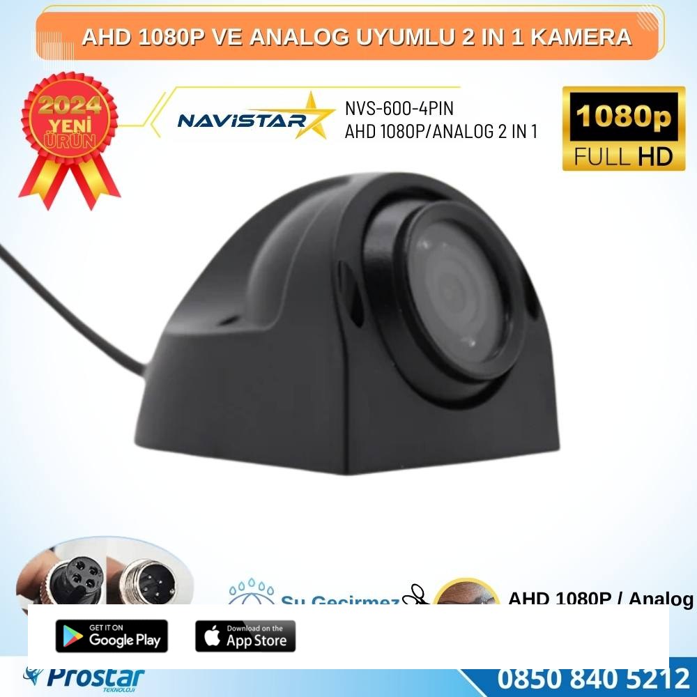 AHD 1080P ve Analog Pal Çevirilebilir 4 Pin Gece Görüşlü Yan, Ön ve Arka Uyumlu Full HD Kamera