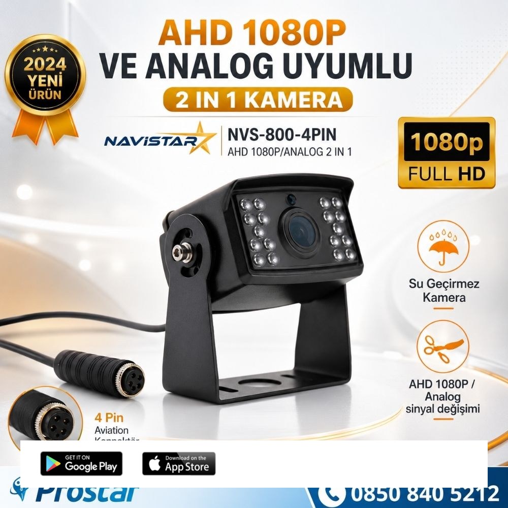 AHD 1080P ve Analog Pal Çevirilebilir 4 Pin Gece Görüşlü Metal Ayaklı Full HD Kamera