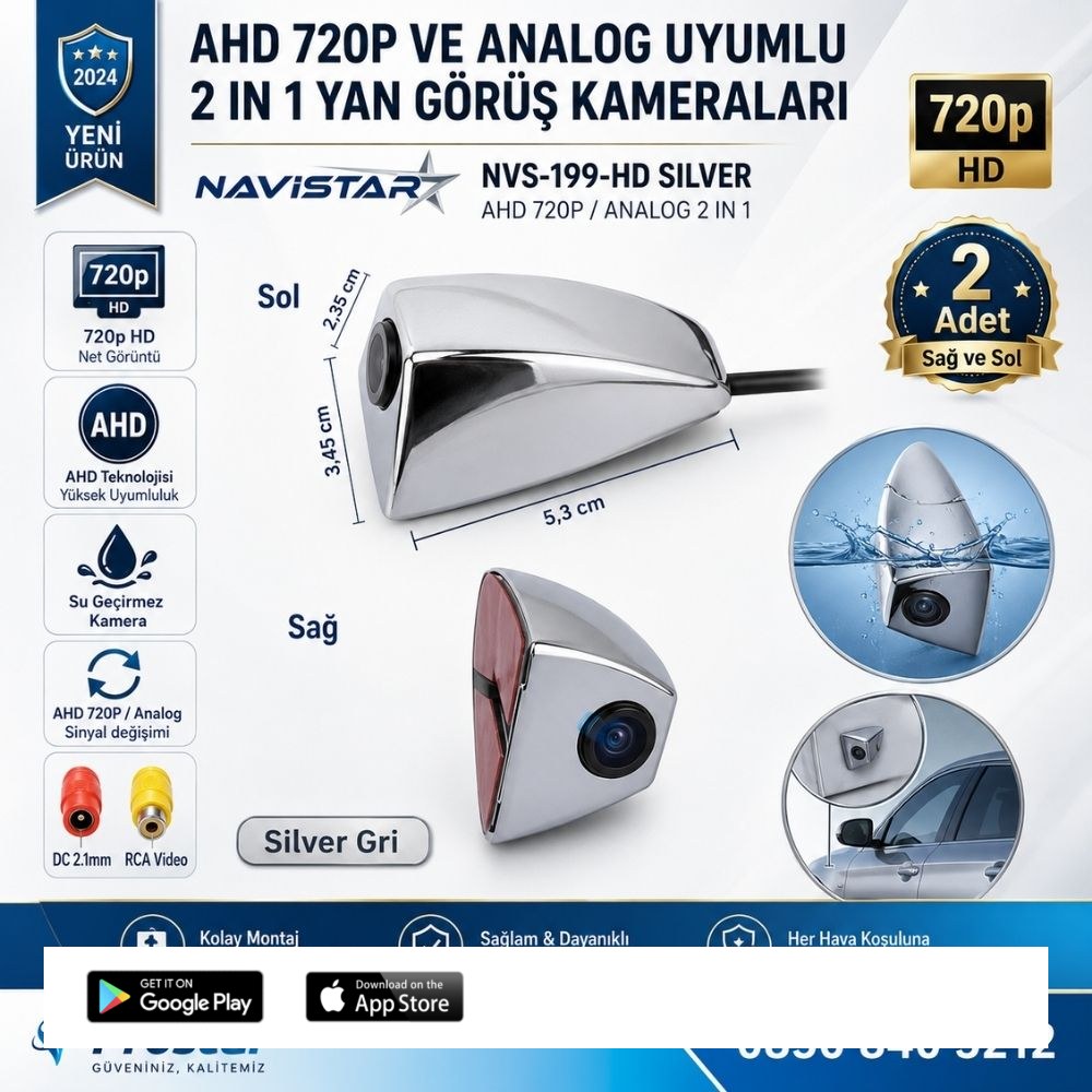 Yan Araç Kamerası AHD 720P ve Analog PAL Mini (Silver Gri) Özel Tasarım