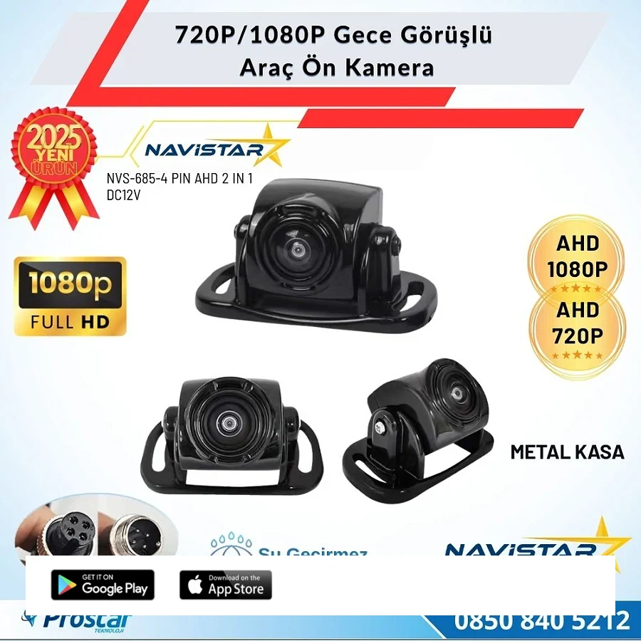Mini Metal Kasa AHD 720P/1080P Dönüşümlü Gece Görüşlü Araç Kamerası