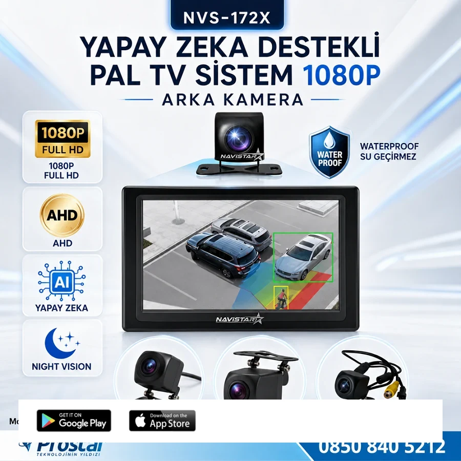 Yapay Zeka Özellikli Arka Görüş Kamerası AHD 1080p Pal Sesli ikazlı DC 12V
