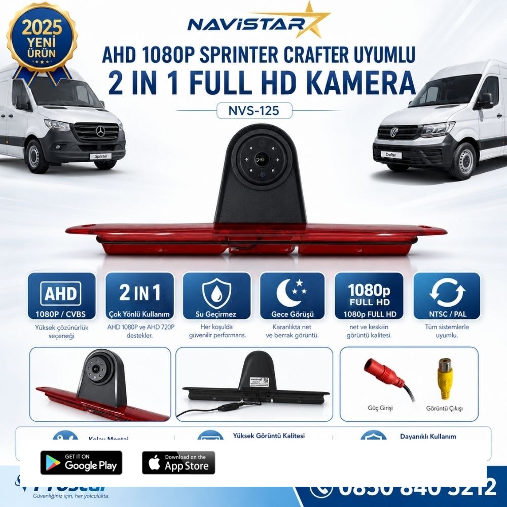 Mercedes Sprinter ve VW Crafter için Profesyonel AHD 1080P Geri görüş Kamerası
