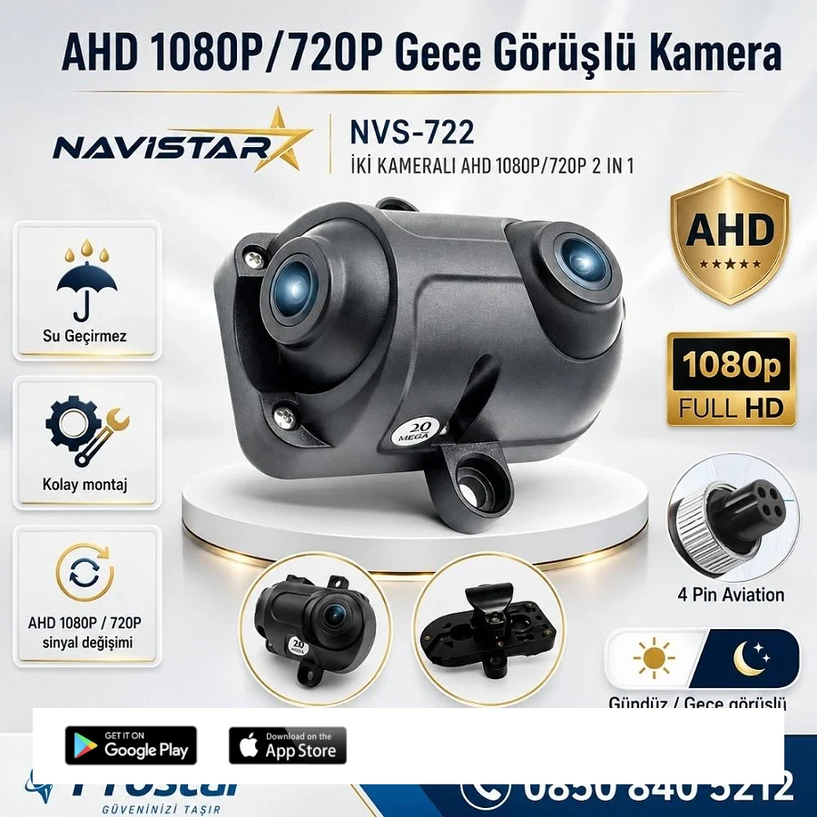 İki kameralı AHD 1080P/720P Yan ve arka için Profesyonel Metal Kamera