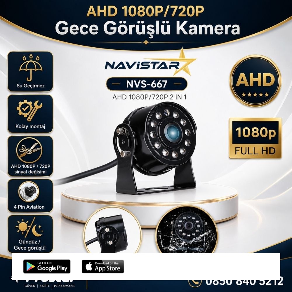 AHD 1080P/720P Yuvarlak tip Metal Kasa 11 Ledli Gece Görüşlü Kamera