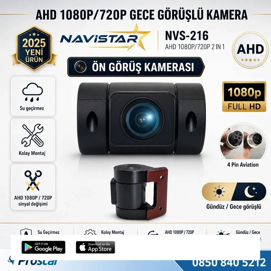 Cama Yapışan Ön ve Kabin Görüş Kamerası AHD 1080P/720P 4 Pin aviation soket Kamera