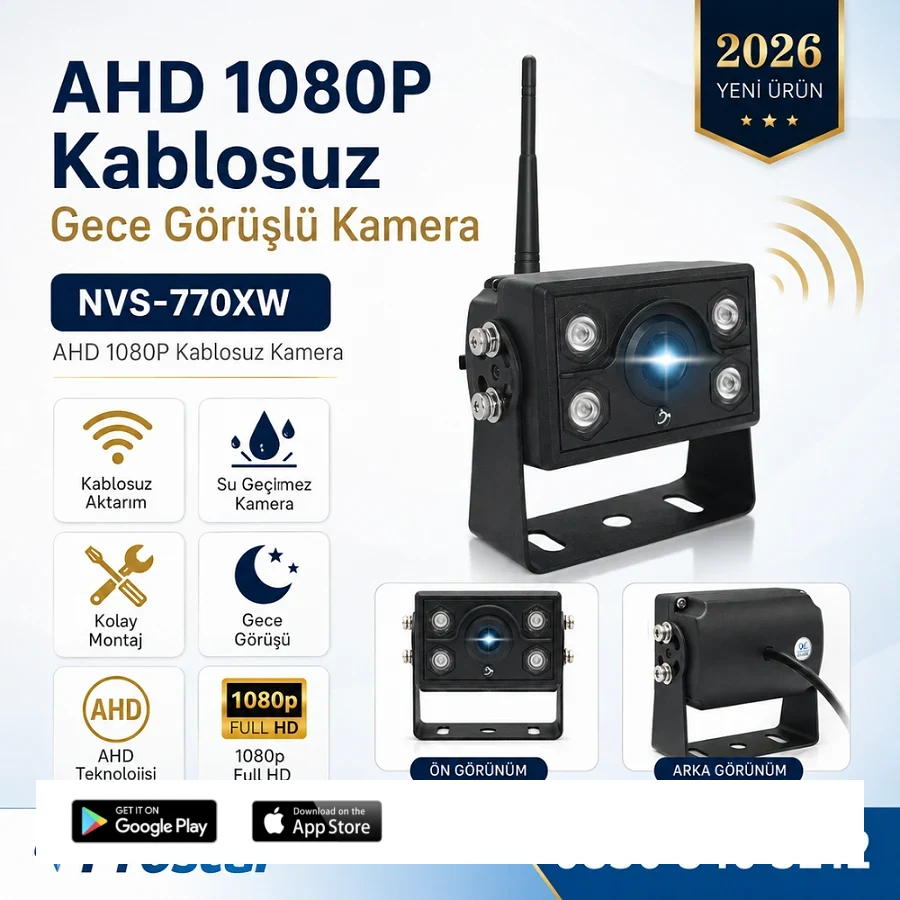 AHD 1080P Kablosuz Ledli Gece Görüşlü Araç Kamerası