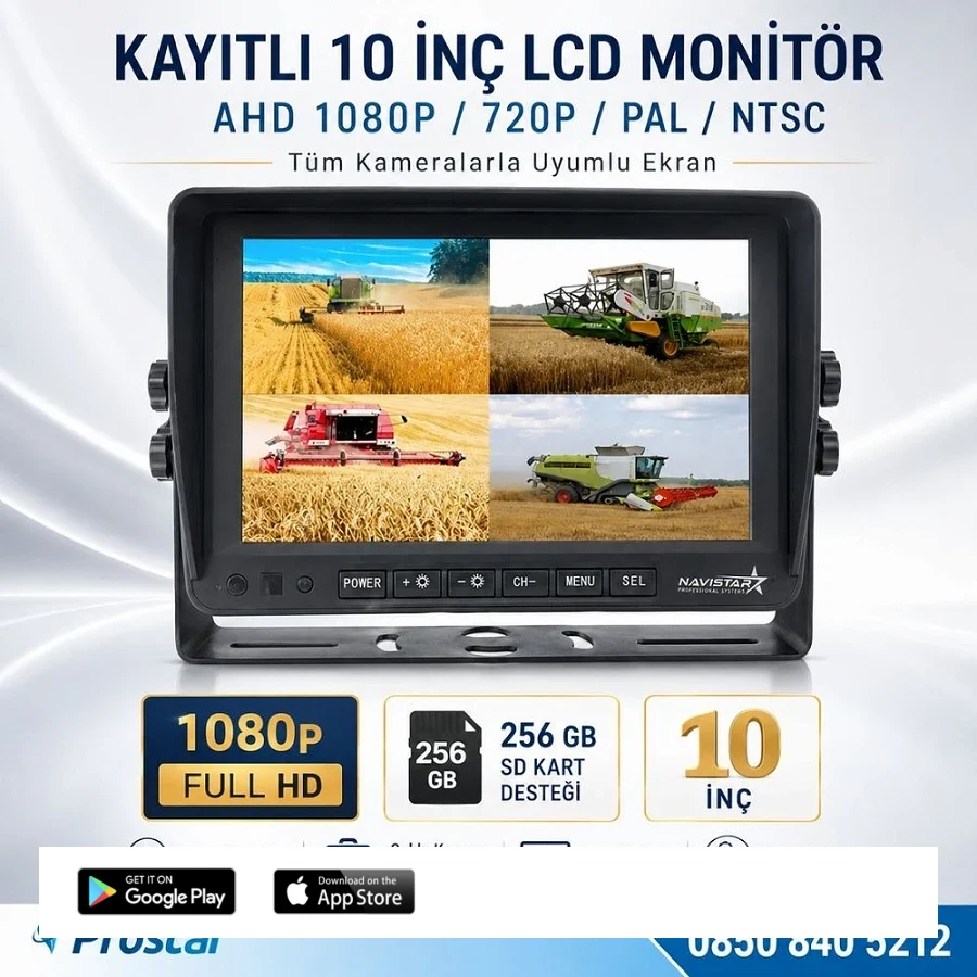 10 inç Dörde Bölünebilir Kayıtlı 256 Gb Destekli Monitör Tüm Araçlara Uyumlu