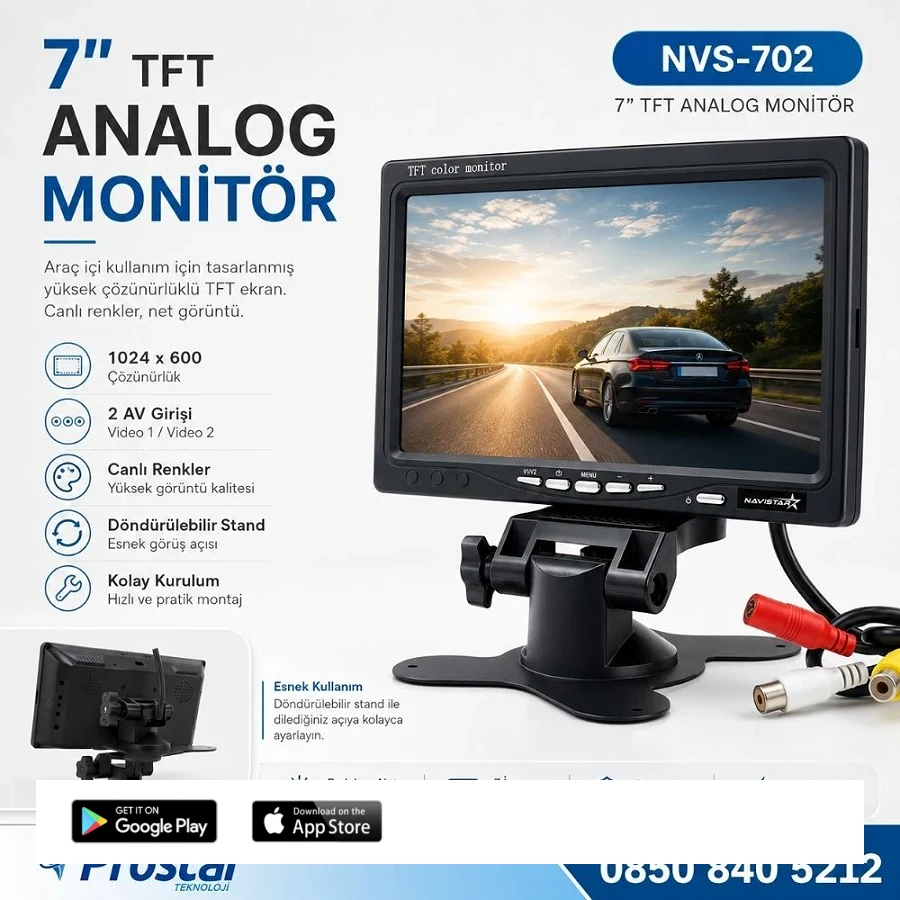 7" TFT 2 Adet Video Girişli Analog Monitör