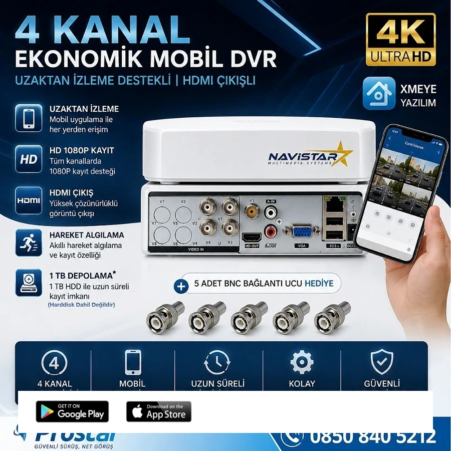 4 Kanal Ekonomik Mobil Dvr Kayıt Cihazı Uzaktan İzleme Destekli Hdmi Vga Çıkılşlı